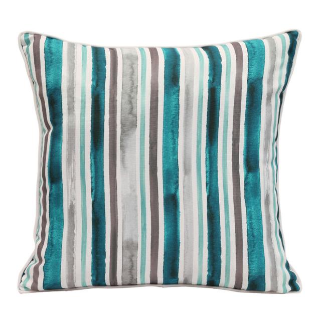 Outdoor Decor by Commonwealth 18&quot; x 18&quot; Aqua Striped Outdoor Decorative Pillow