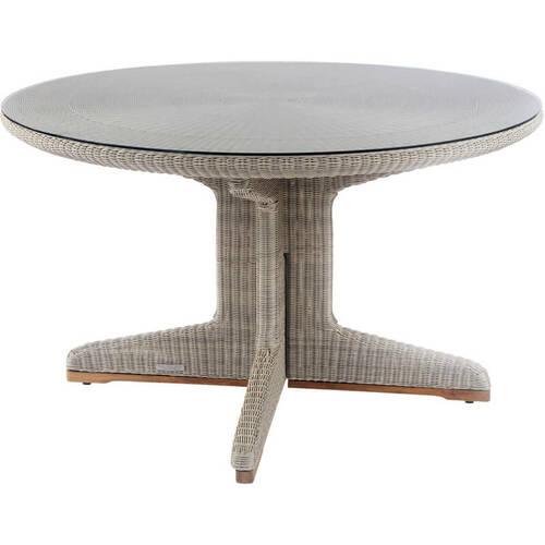 Kingsley Bate Westport 50" Woven Round Dining Table with Glass Top