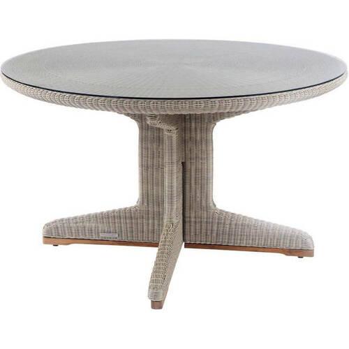 Kingsley Bate Westport 60" Woven Round Dining Table with Glass Top