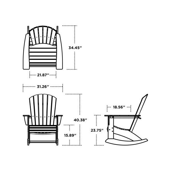 Polywood Nautical Curveback Adirondack Rocking Chair - Dimension Polywood Nautical Curveback Adirondack Rocking Chair - Dimension