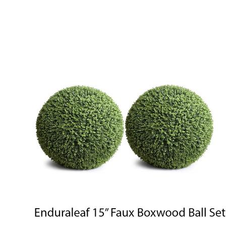 Enduraleaf 15" Faux Boxwood Ball Set of 2