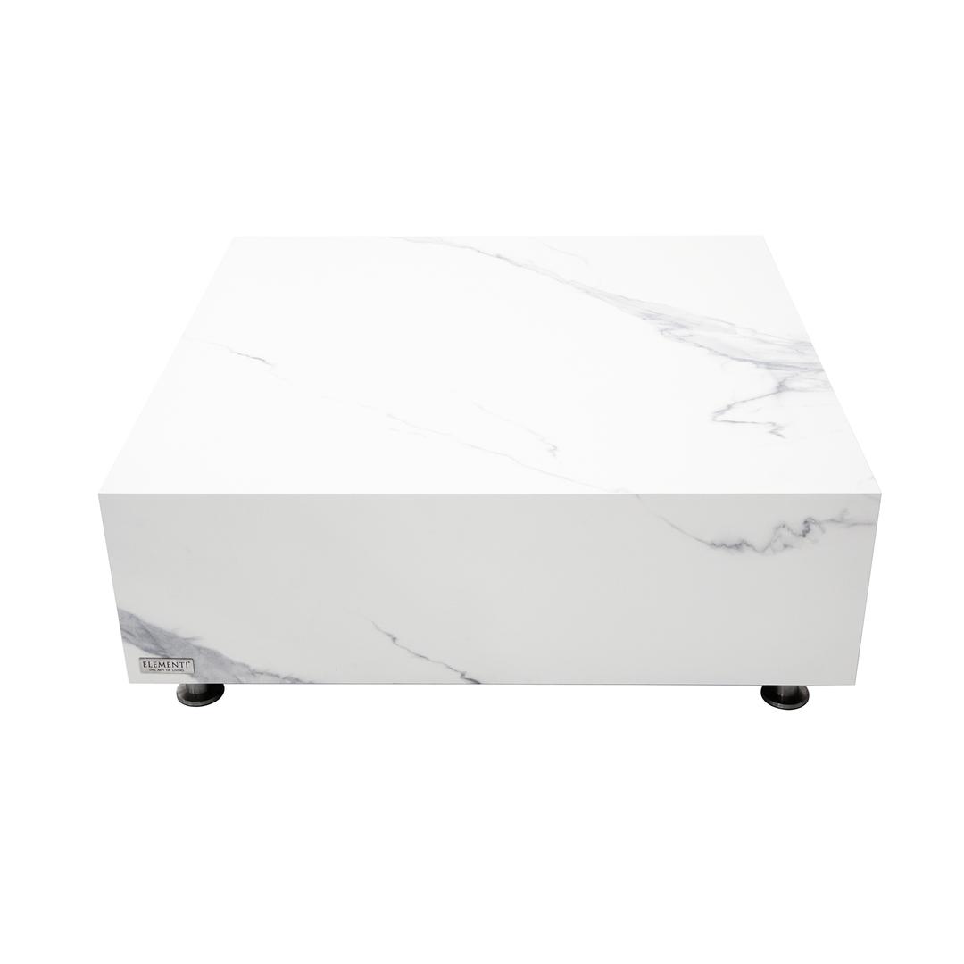 Elementi Home Bianco 40" Marble Porcelain Square Coffee Table