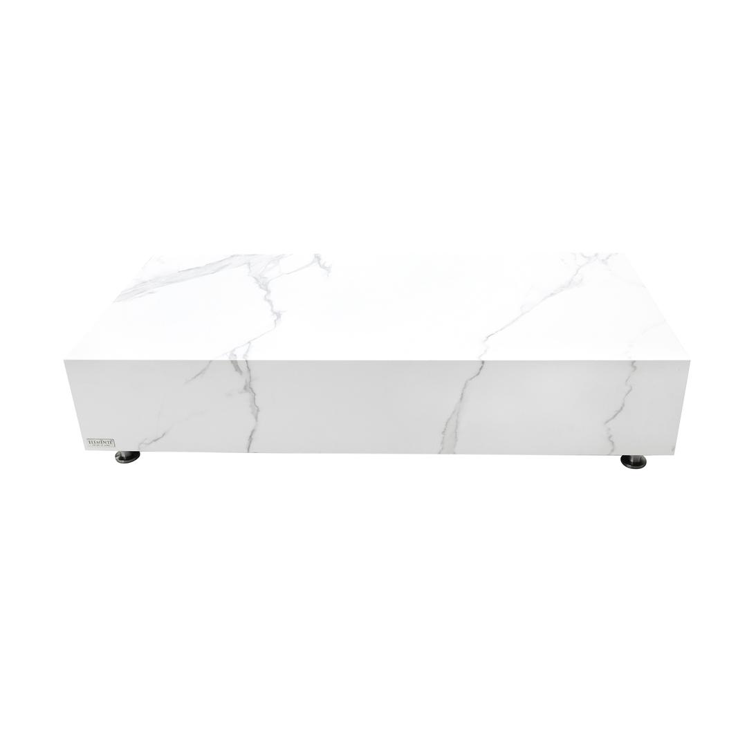 Elementi Home Bianco 62" Marble Porcelain Rectangular Coffee Table