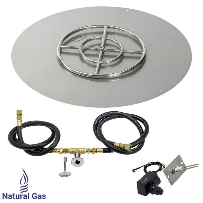 American Fire Glass 36" Round Flat Pan Spark Ignition Fire Pit Burner Kit