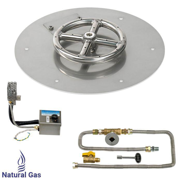 American Fire Glass 12" Round Flat Pan Smart Ignition Technology Fire Pit Burner Kit