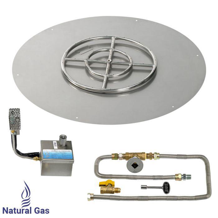 American Fire Glass 36" Round Flat Pan Smart Ignition Technology Fire Pit Burner Kit
