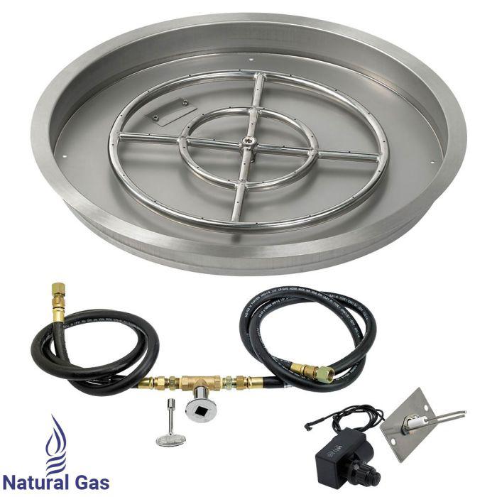 American Fire Glass 25" Round Drop-In Pan Spark Ignition Fire Pit Burner Kit