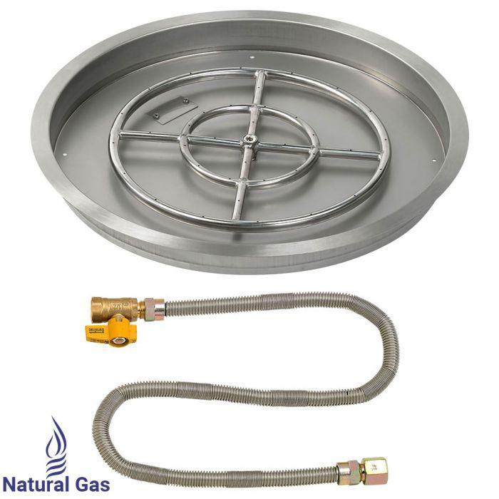 American Fire Glass 25" Round Drop-In Pan Match Light Fire Pit Burner Kit