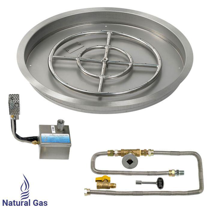 American Fire Glass 25" Round Drop-In Pan Smart Ignition Technology Fire Pit Burner Kit