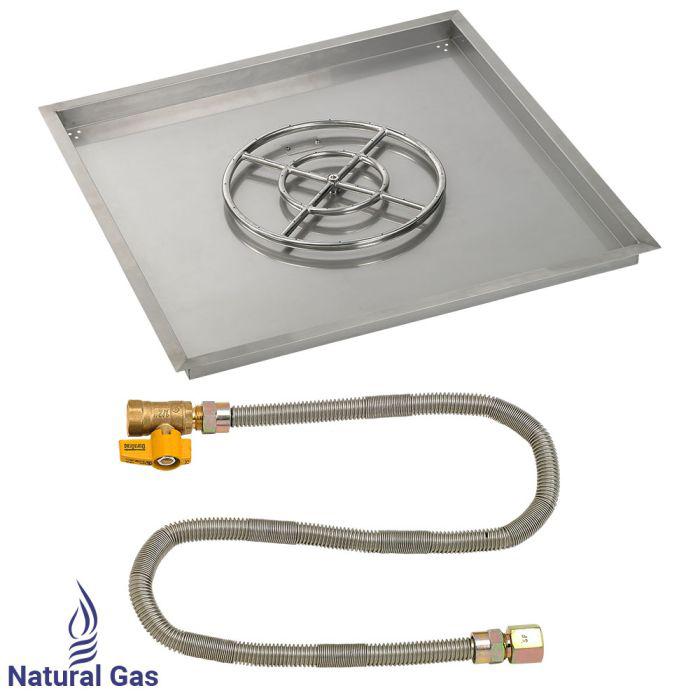 American Fire Glass 36" Square Drop-In Pan Match Light Fire Pit Burner Kit