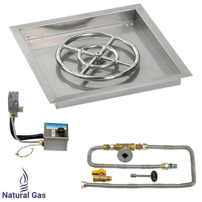 American Fire Glass 18" Square Drop-In Pan Smart Ignition Technology Fire Pit Burner Kit