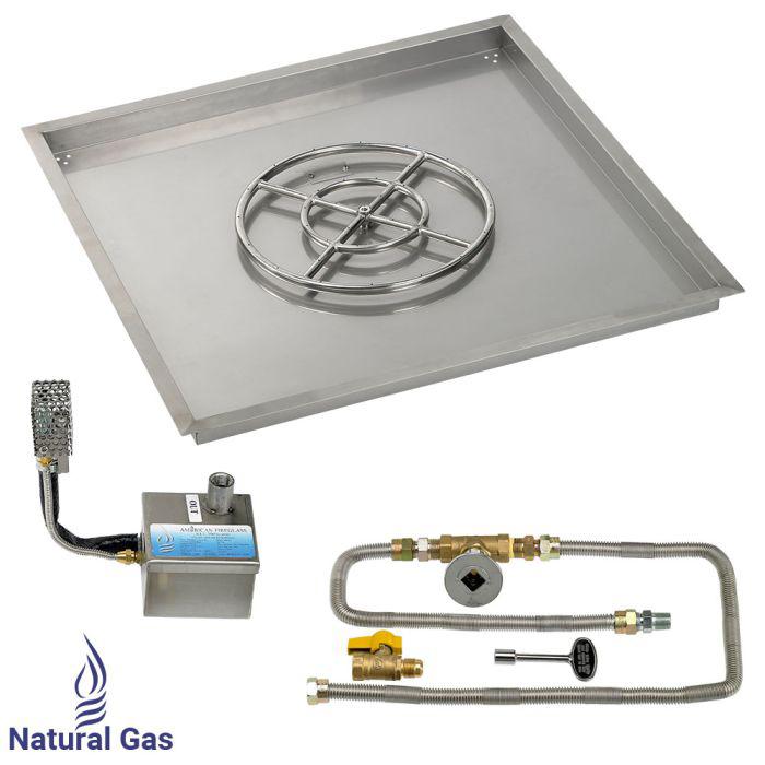 American Fire Glass 36" Square Drop-In Pan Smart Ignition Technology Fire Pit Burner Kit