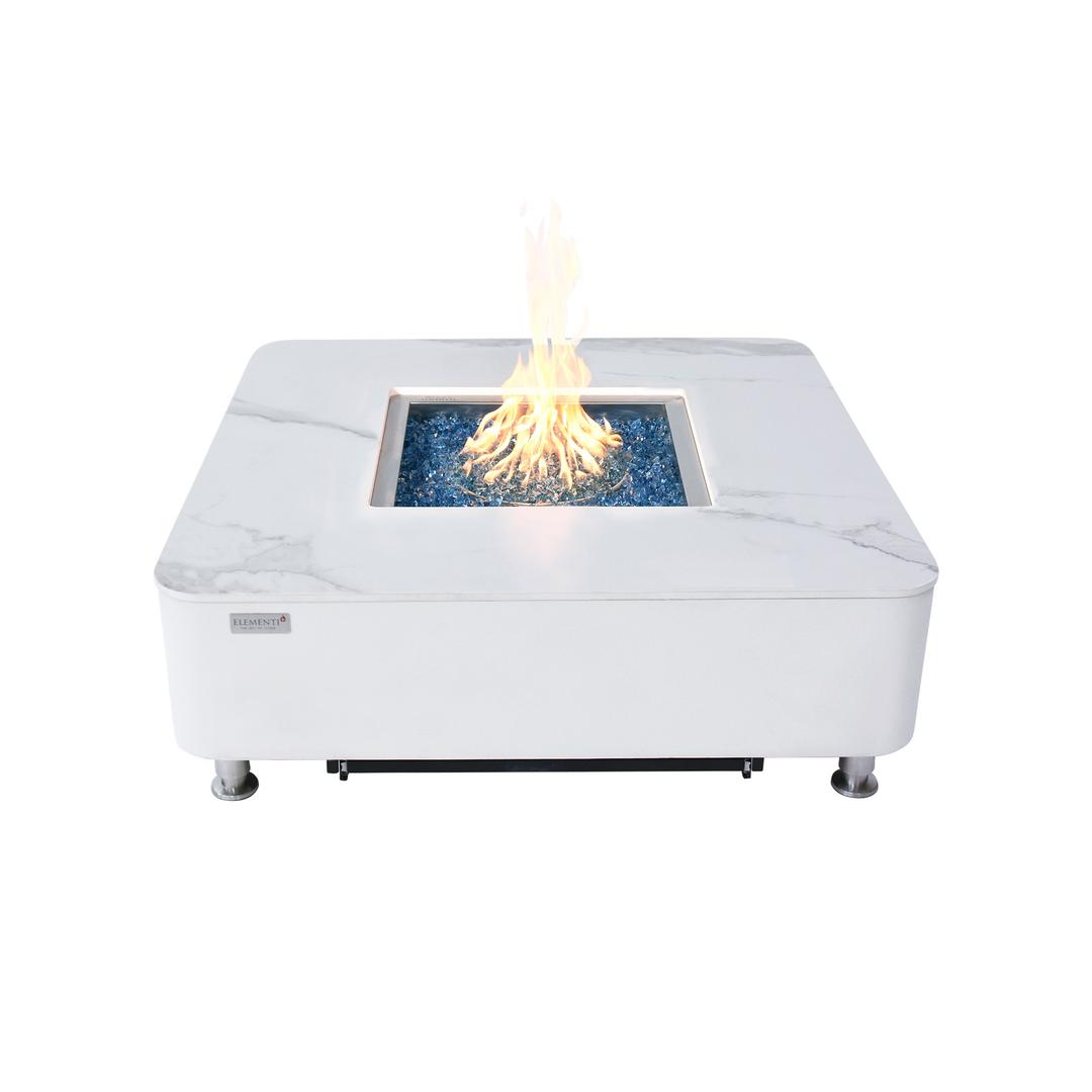 Elementi Plus Annecy 42" Square Marble Porcelain Gas Fire Table