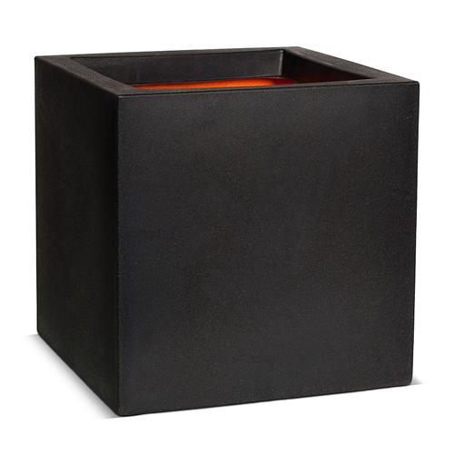 Capi Urban Smooth 16" Square Box Planter Pot - Black