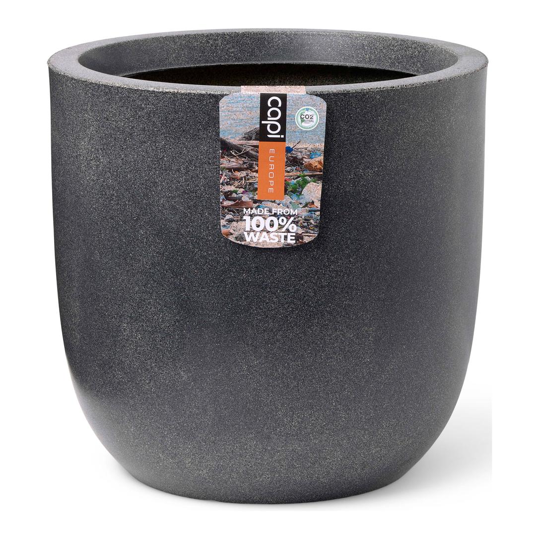 Capi Waste 14" Ball Smooth Recycled Planter Pot - Terrazzo Grey