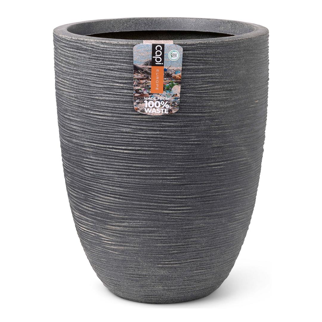 Capi Waste 14" Elegant Low Rib Vase Recycled Planter Pot - Terrazzo Grey