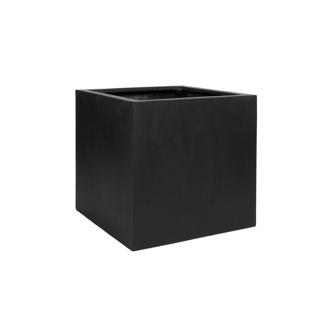 Pottery Pots Natural 16" Cube Fiberstone Box Planter - Black