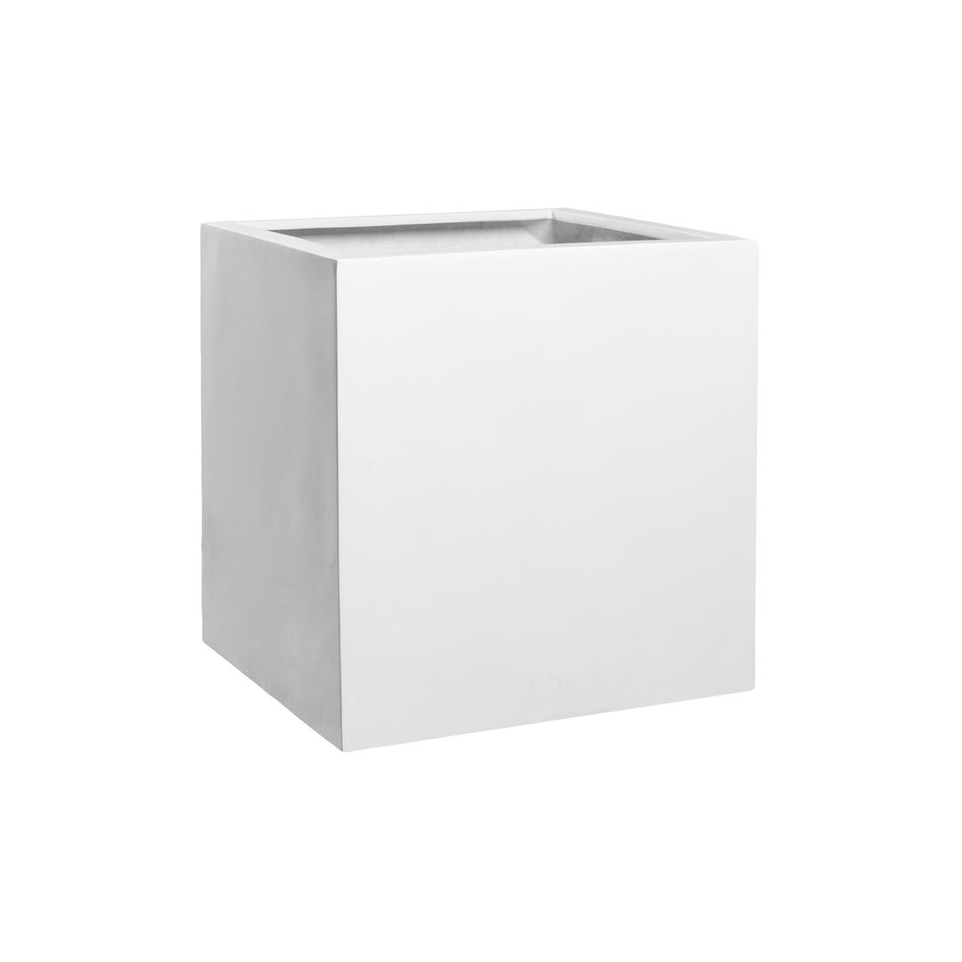Pottery Pots Essential 16" Cube Fiberstone Box Planter - Glossy White