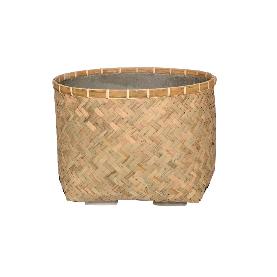 Pottery Pots Bohemian Nala 19" Round Bamboo Planter Pot