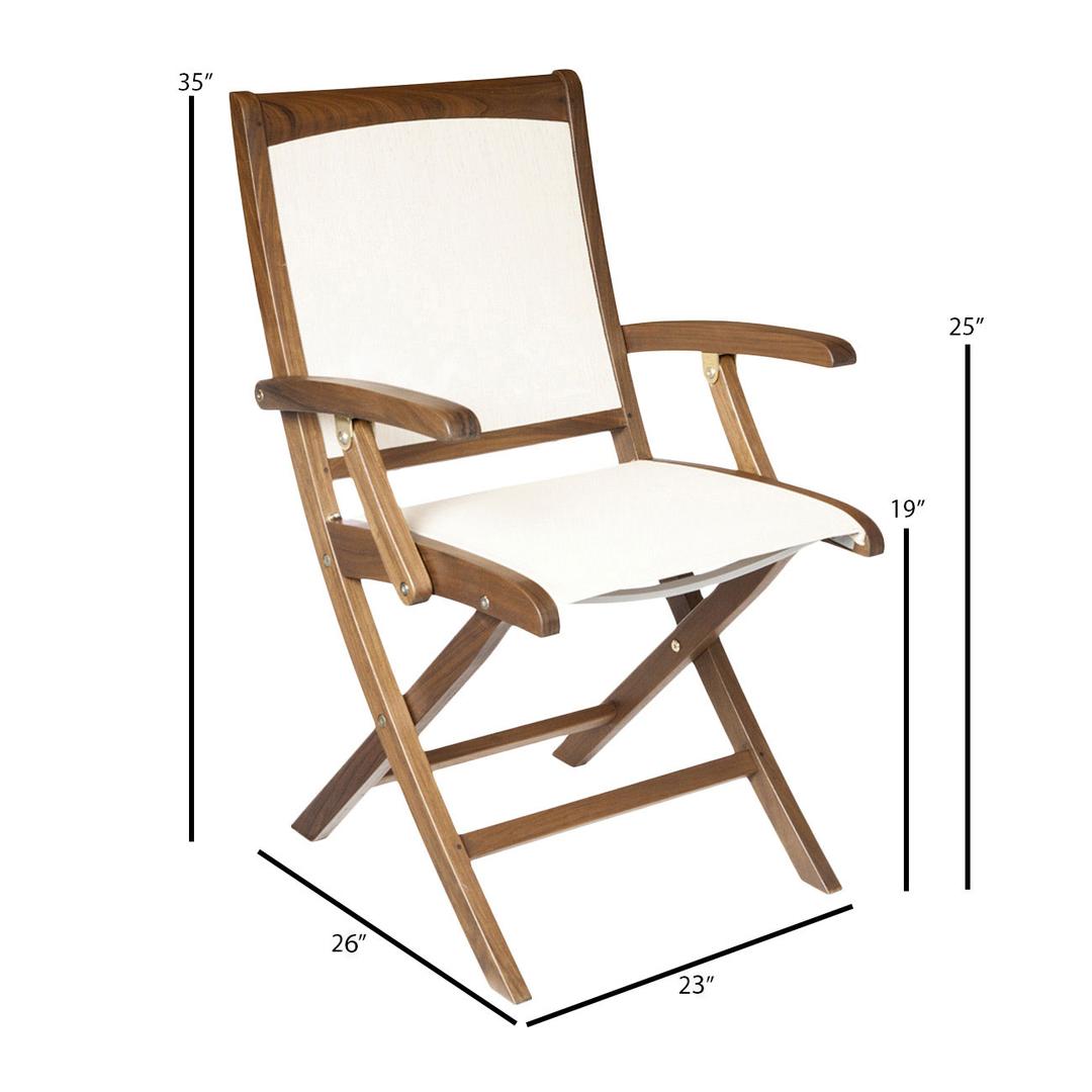 Jensen Outdoor Topaz Folding Sling Dining Armchair - Beige - Dimension Image Jensen Outdoor Topaz Folding Sling Dining Armchair - Beige - Dimension Image