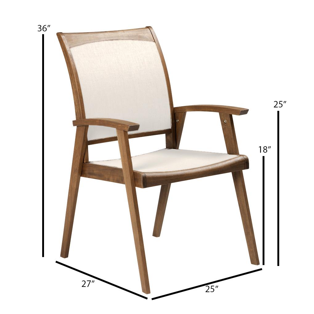 Jensen Outdoor Topaz Sling Dining Armchair - Beige - Dimension Image Jensen Outdoor Topaz Sling Dining Armchair - Beige - Dimension Image