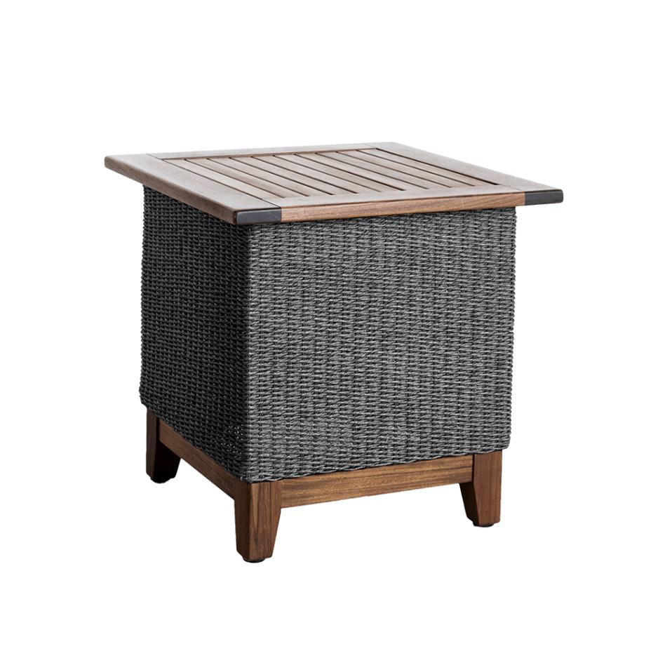 Jensen Outdoor Coral 24" Woven Square Side Table - Gray