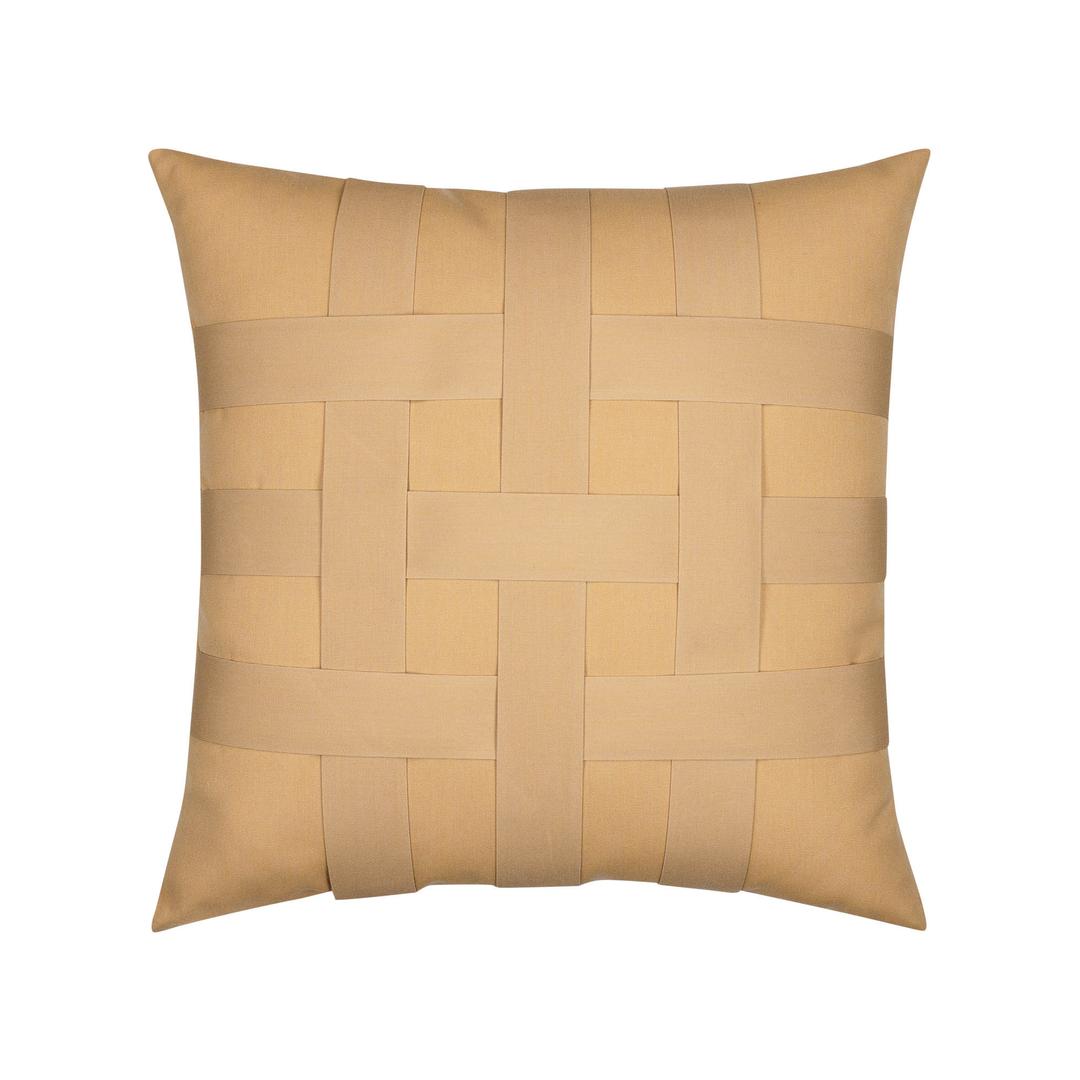Elaine Smith 20" x 20" Basketweave Wheat Sunbrella Outdoor Pillow