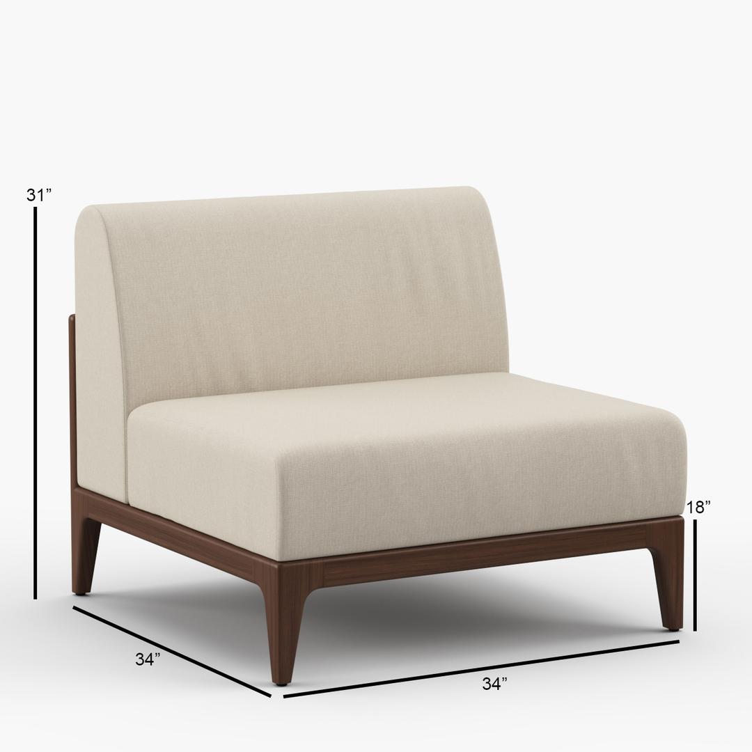 Jensen Outdoor Mix Ipe Wood Armless Outdoor Sectional Unit - Dimension Jensen Outdoor Mix Ipe Wood Armless Outdoor Sectional Unit - Dimension