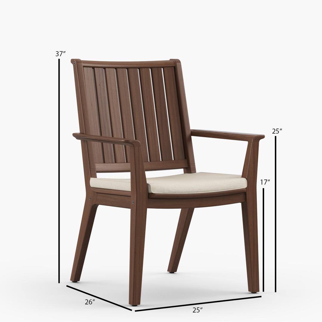 Jensen Outdoor Sky Ipe Wood Dining Armchair - Dimension Image Jensen Outdoor Sky Ipe Wood Dining Armchair - Dimension Image