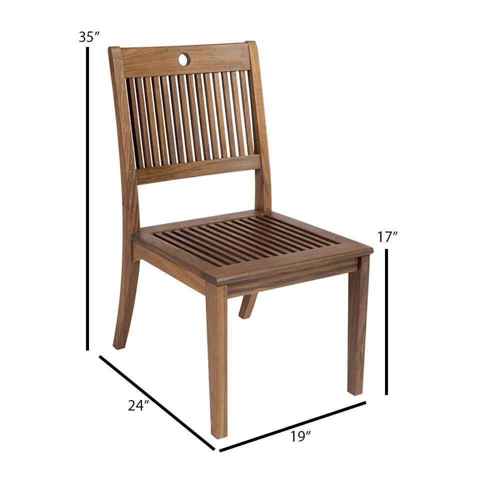 Jensen Outdoor Opal Ipe Wood Dining Side Chair - Dimension Image Jensen Outdoor Opal Ipe Wood Dining Side Chair - Dimension Image