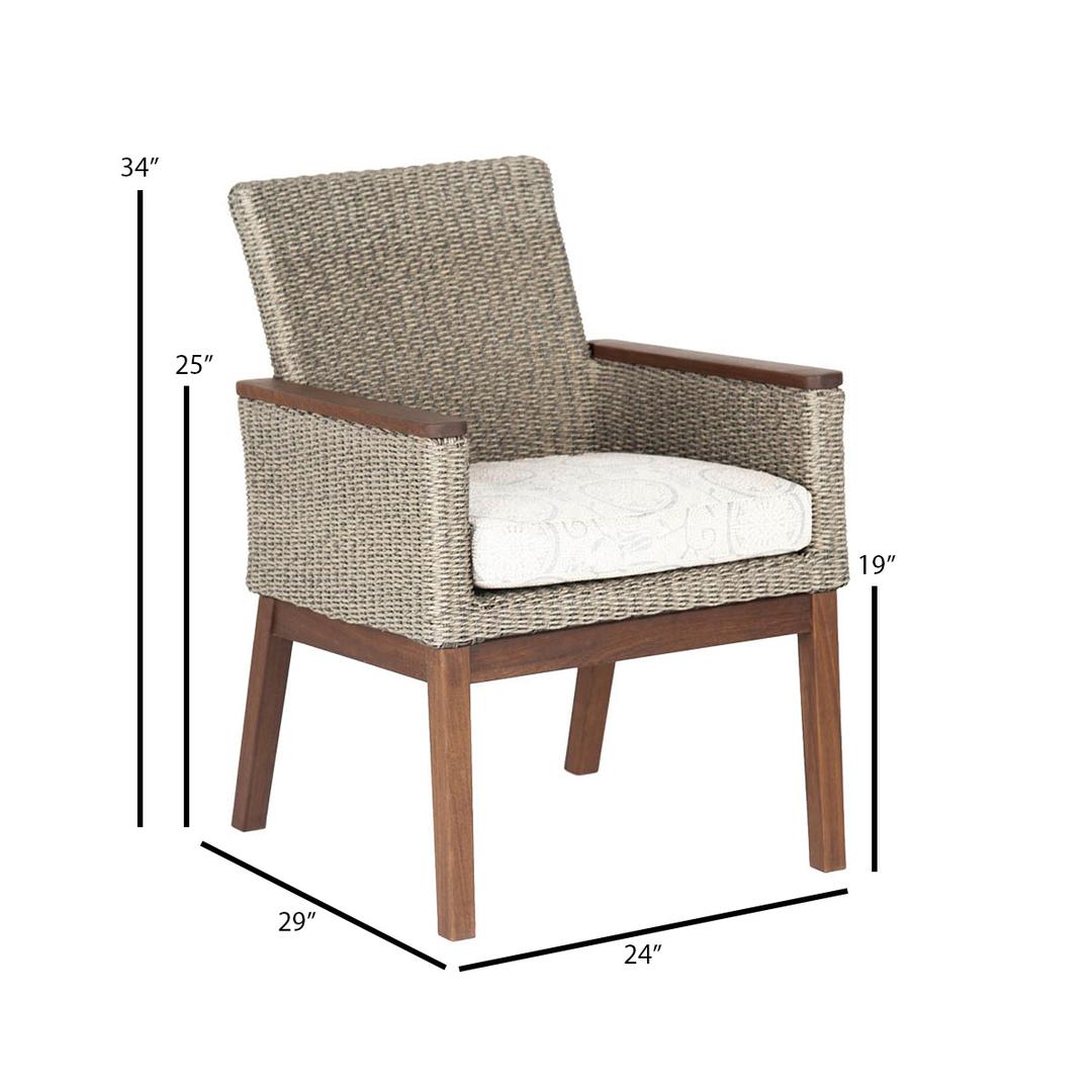 Jensen Outdoor Coral High Back Woven Dining Armchair - Natural - Dimension Image Jensen Outdoor Coral High Back Woven Dining Armchair - Natural - Dimension Image
