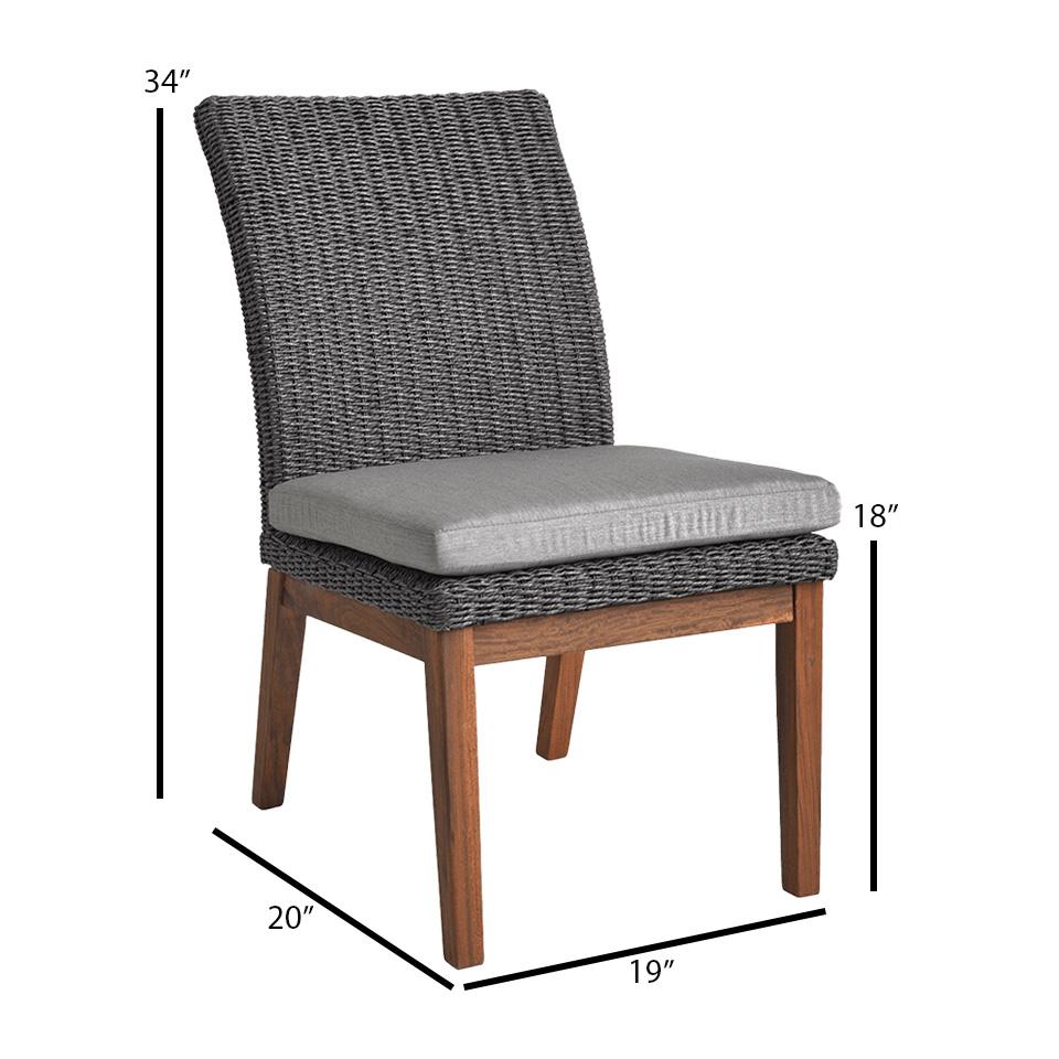 Jensen Outdoor Coral High Back Woven Dining Side Chair - Gray - Dimension Image Jensen Outdoor Coral High Back Woven Dining Side Chair - Gray - Dimension Image