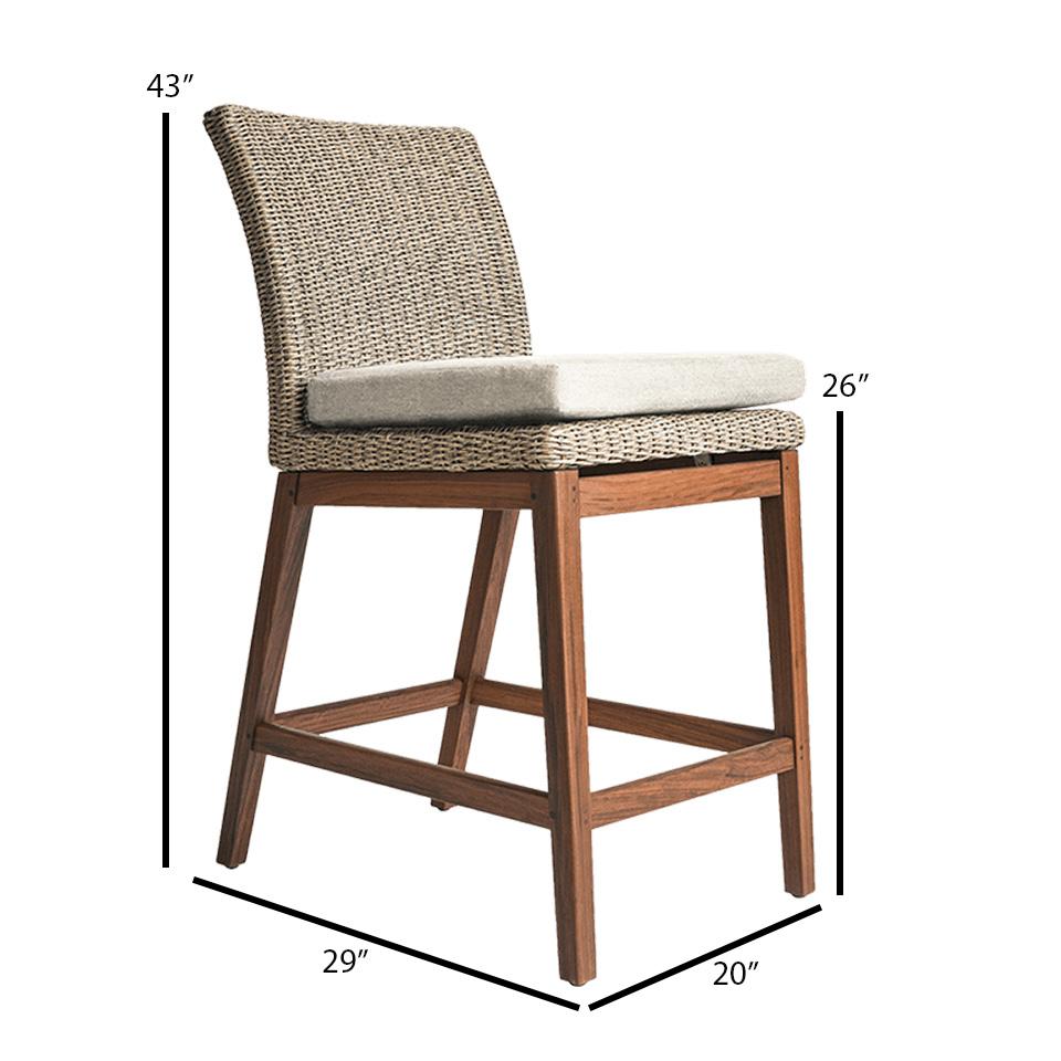 Jensen Outdoor Coral Woven Counter Side Chair - Natural - Dimension Image Jensen Outdoor Coral Woven Counter Side Chair - Natural - Dimension Image