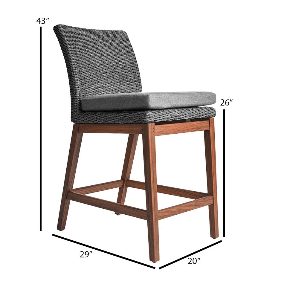 Jensen Outdoor Coral Woven Counter Side Chair - Gray - Dimension Image Jensen Outdoor Coral Woven Counter Side Chair - Gray - Dimension Image