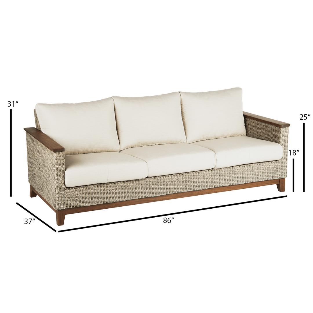 Jensen Outdoor Coral Woven Sofa - Natural - Dimension Image Jensen Outdoor Coral Woven Sofa - Natural - Dimension Image