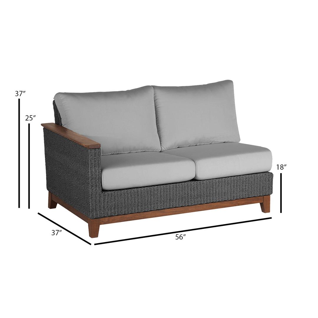 Jensen Outdoor Coral Woven Right Arm Loveseat Outdoor Sectional Unit - Gray - Dimension Image Jensen Outdoor Coral Woven Right Arm Loveseat Outdoor Sectional Unit - Gray - Dimension Image