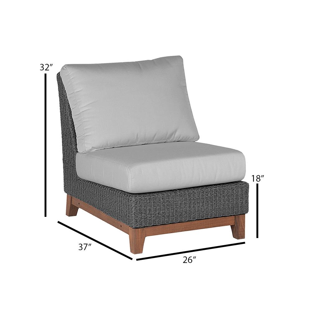 Jensen Outdoor Coral Woven Armless Outdoor Sectional Unit - Gray - Dimension Image Jensen Outdoor Coral Woven Armless Outdoor Sectional Unit - Gray - Dimension Image