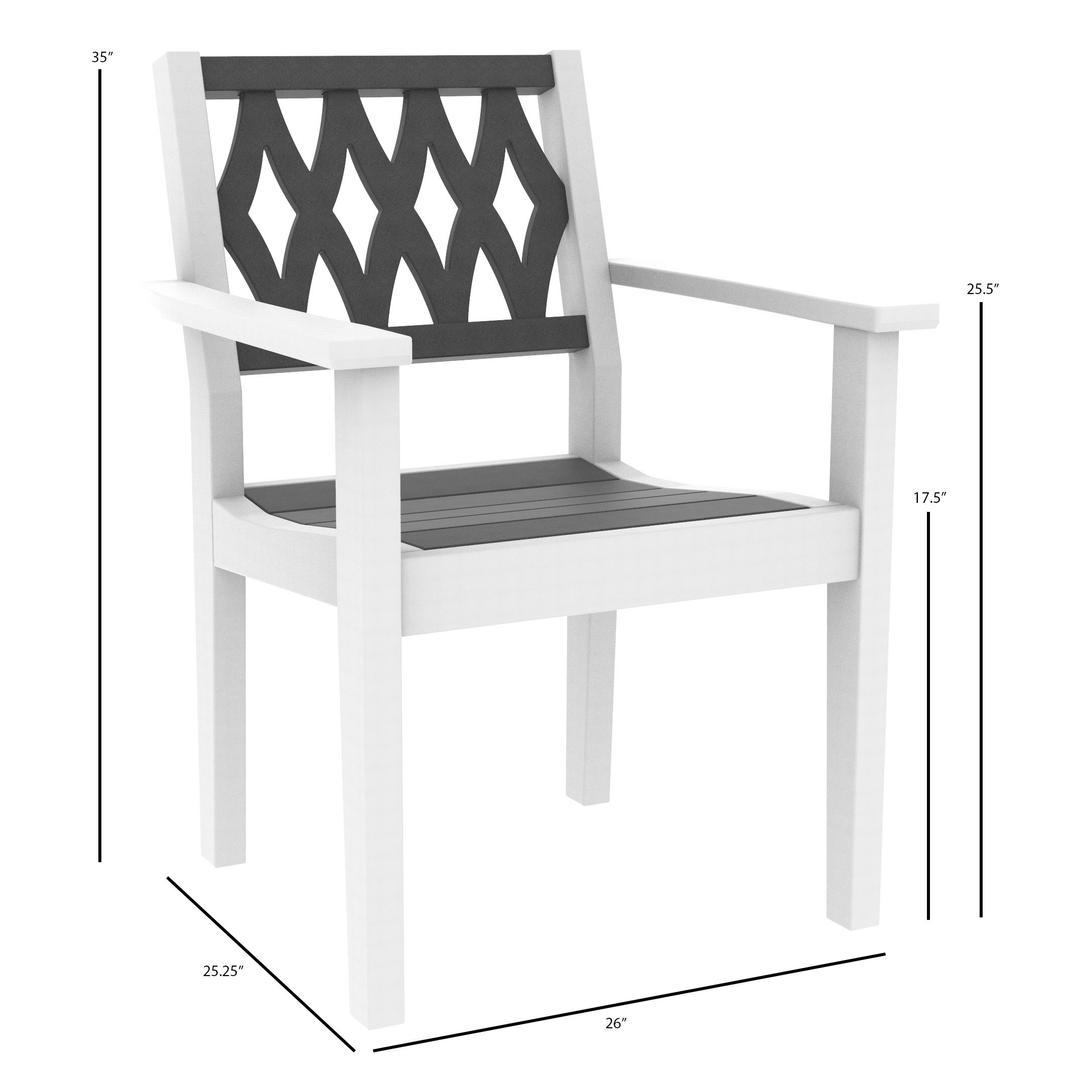 Seaside Casual Greenwich Diamond Recycled Polymer Dining Armchair - Dimension Seaside Casual Greenwich Diamond Recycled Polymer Dining Armchair - Dimension