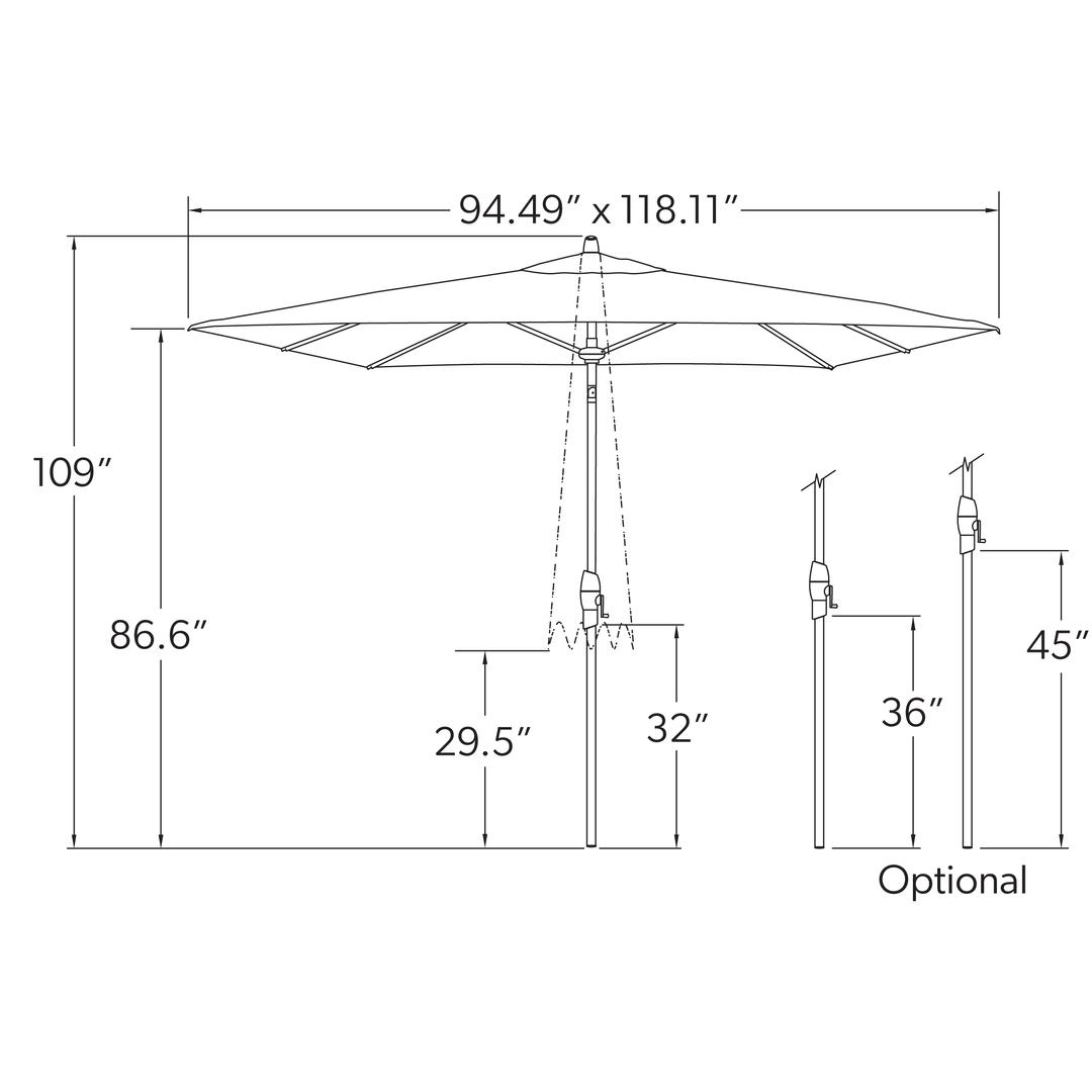 8 patio umbrella frame Tilt Metal 10ft 8-Rib B09Z7V4KFL Center Pole Rectangular 8' x