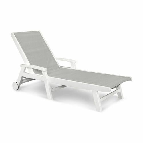 Polywood Coastal Sling Chaise Lounge with Wheels