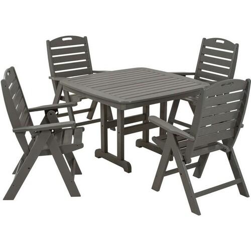 Polywood Nautical Highback Chair 5-Piece Square Dining Set