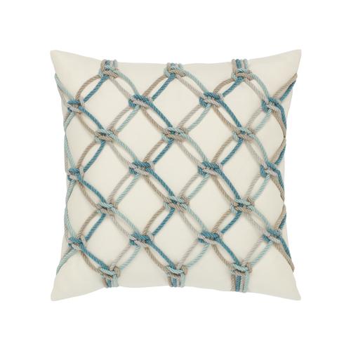Elaine Smith 20" x 20" Aqua Rope Sunbrella Outdoor Pillow