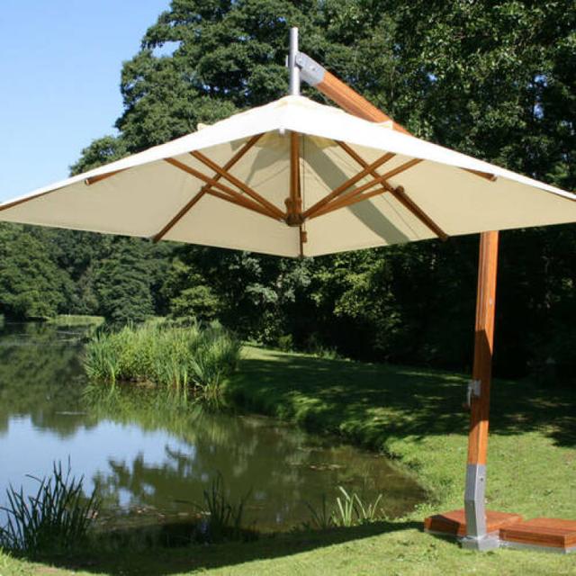 Bambrella 8.5' x 11.5' Side Wind Levante Rectangular Bamboo Cantilever Umbrella
