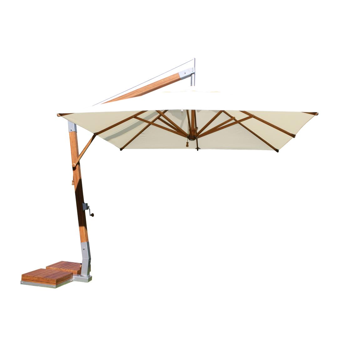 Bambrella Side Wind Levante 8.5' x 11.5' Rectangular Bamboo Cantilever Patio Umbrella