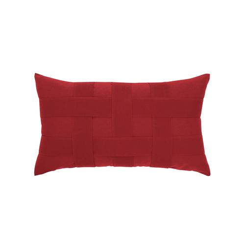Elaine Smith 20" x 12" Basketweave Rouge Lumbar Sunbrella Outdoor Pillow
