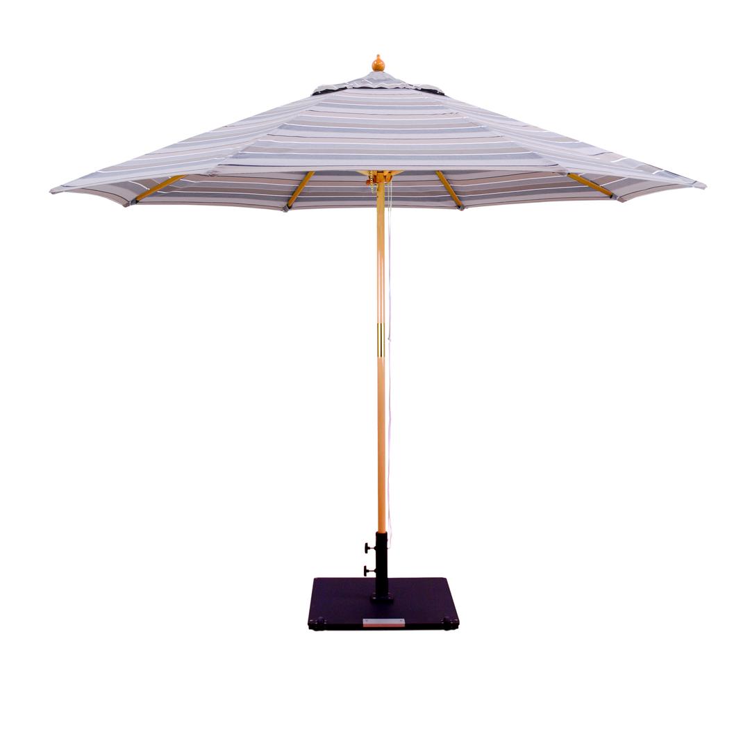 Galtech Double Pulley 9' Round Wood Market Patio Umbrella