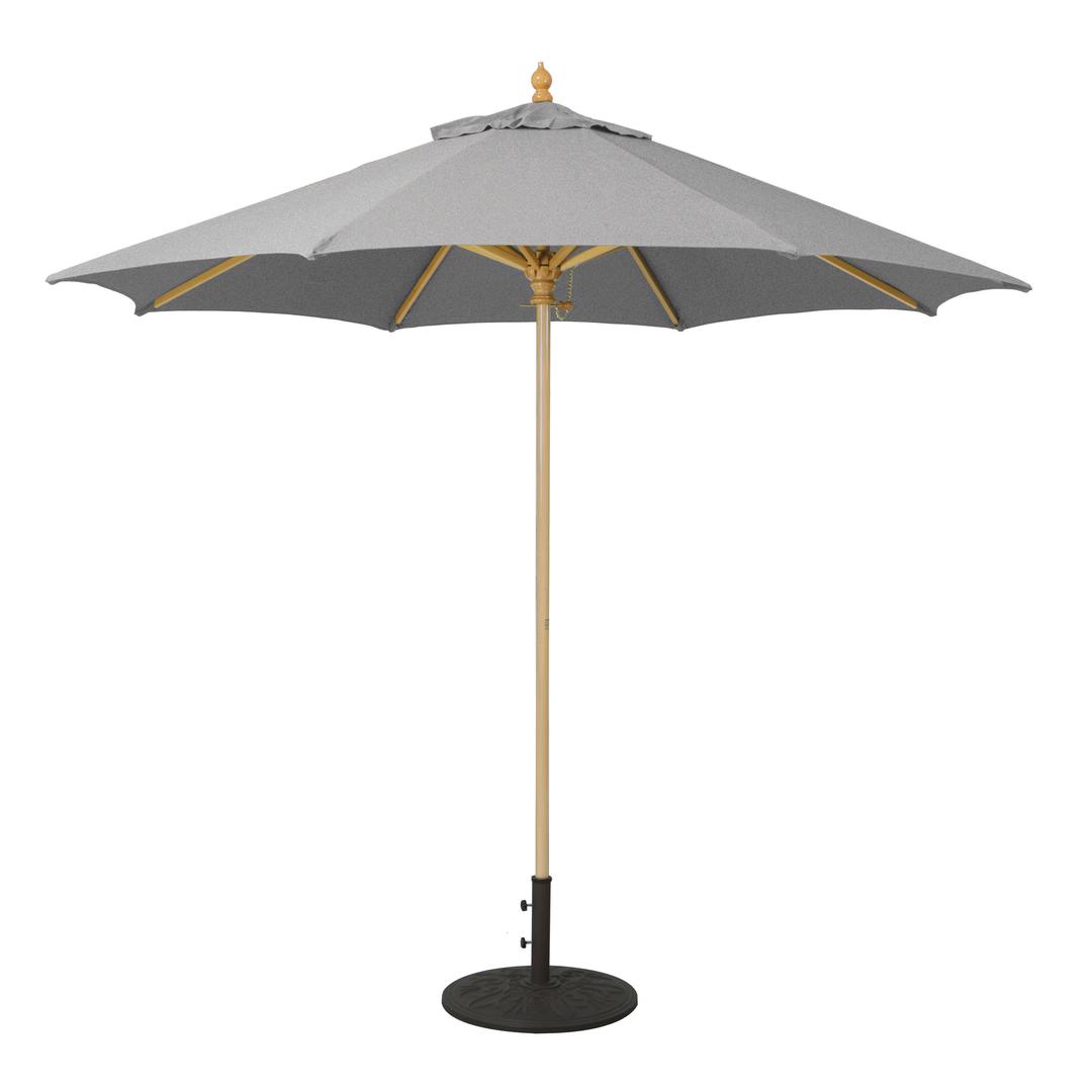 Galtech 9' Round Wood Commercial Market Patio Umbrella