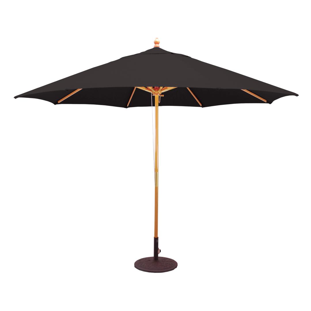 Galtech Quad Pulley 11' Round Wood Market Patio Umbrella