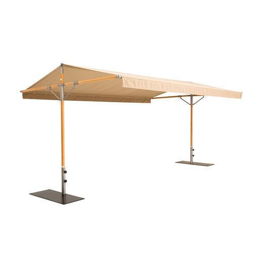 Woodline Shade Solutions Papillon 10' x 15" Rectangular Wood Umbrella