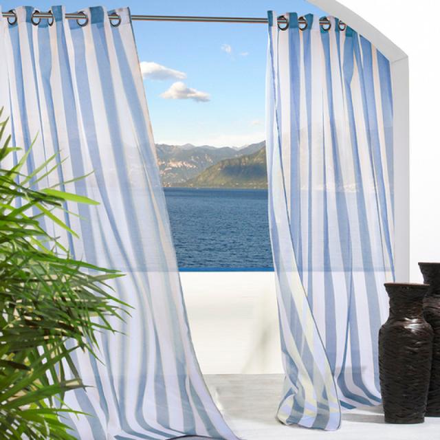 Outdoor Decor by Commonwealth Escape Stripe Grommet Outdoor Curtain - Set of 2